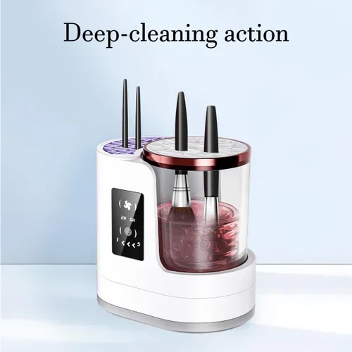 Vista 9 de Máquina limpiadora y secadora de brochas de maquillaje eléctrica, herramienta automática de limpieza profunda 3 en 1 con limpiador de brochas