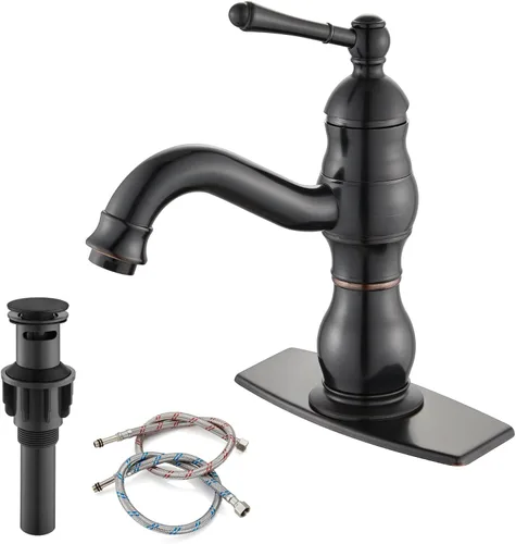 Vista 13 de gotonovo Grifo de lavabo de baño con 1 agujero, mango individual, grifo de tocador giratorio de 360°, grifo mezclador de lavabo a juego, desagüe