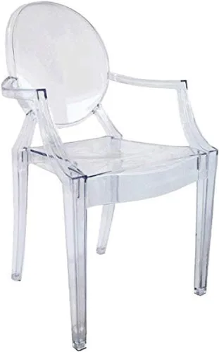 Vista 8 de EventStable Silla fantasma de policarbonato sin brazos, sillas de comedor transparentes de grado comercial, sillas transparentes con respaldo