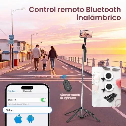 Vista 5 de Kit de vlogging de 70 pulgadas, trípode de metal para selfie stick para trípode con micrófono rosa