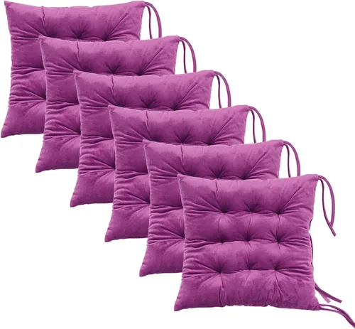 Vista 39 de Juego de 2 cojines para sillas de comedor con lazos, almohadilla antideslizante para silla de cocina para interior y tapete de asiento de comedor