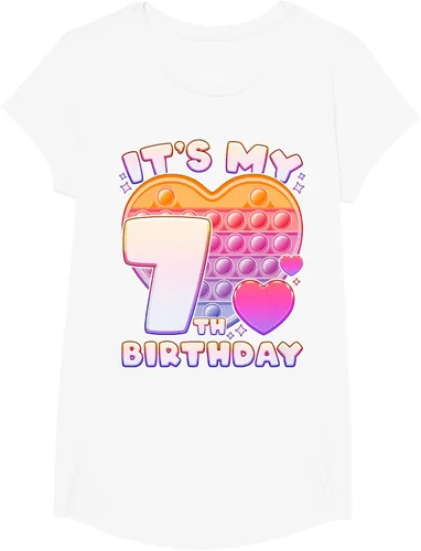 Vista 59 de Pop-it Birthday Girl 7 años de edad, Push it Pop Fidget Bubble Camiseta, Negro