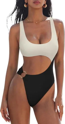 Vista 10 de SUUKSESS Traje de baño sexy de una pieza con control de abdomen para mujer
