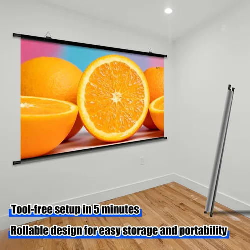 Vista 7 de Pantalla de proyector de 120 pulgadas, pantalla de proyector de películas portátil para exteriores e interiores con 3 ganchos adhesivos, pantalla
