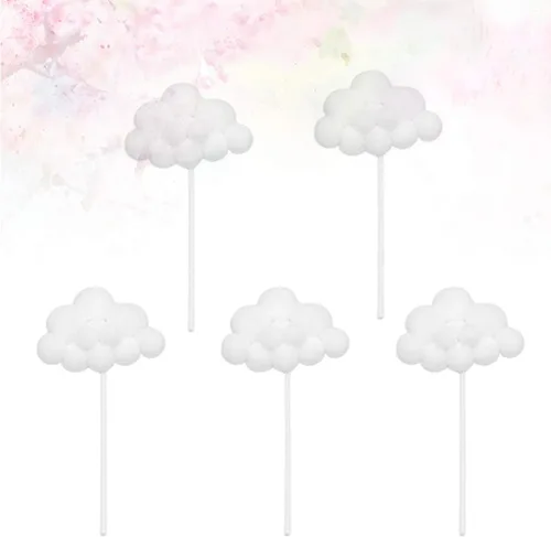 Vista 8 de Amosfun 5 piezas de decoración de pastel de dibujos animados 3D de nube, decoración de tartas de fiesta, día de San Valentín, boda, compromiso