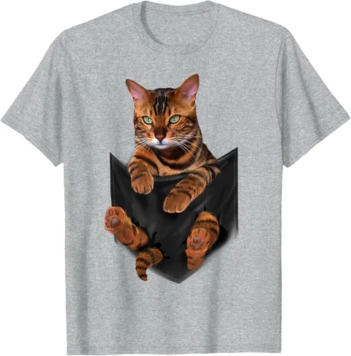 Vista 34 de Camiseta de bolsillo con estampado de tigre y gato Negro
