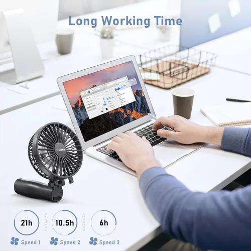 Vista 3 de FARADAY Ventilador de mano personal de 4800 mAh, ventilador de refrigeración de viaje, potentes ventiladores portátiles pequeños, ventilador de mesa