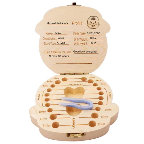 Vista 3 de PAMBO Caja de hadas de dientes de bebé, recuerdo para niños con dientes perdidos, soporte de dientes para niños, baby shower y regalos de cumpleaños