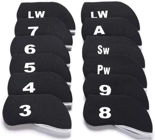 Vista 5 de 12 unids Golf Club Iron Head Covers Neopreno Hierro Cubierta 3-LW Proteger Caso Blanco y rosa