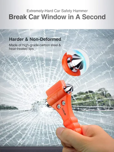 Vista 3 de Luxtude Cortador de cinturón de seguridad para romper ventanas, rompe ventanas, rompecristales, herramienta de escape de automóvil automático