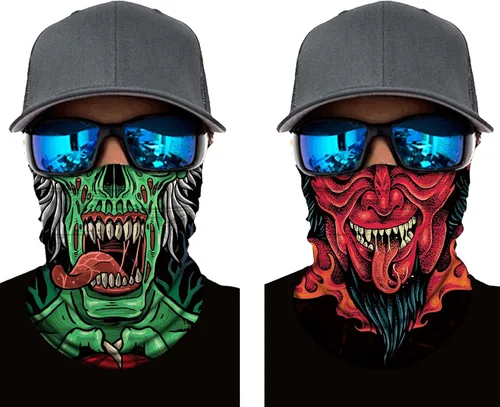 Vista 3 de Máscara facial media para polvo, viento, protección solar, sin costuras, tubo 3D, bandana para hombres y mujeres, US123