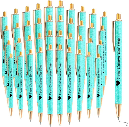 Vista 14 de Bolígrafos con purpurina personalizados con nombre, bolígrafos bonitos y bonitos personalizados, bolígrafos retráctiles de tinta negra, suministros