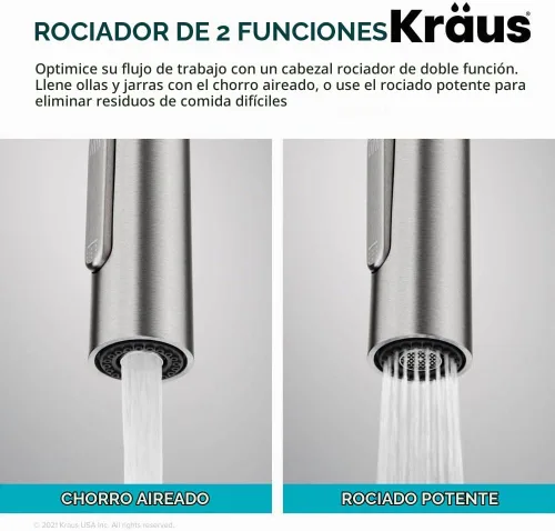 Vista 7 de Kraus Oletto - Grifo de cocina contemporáneo con un solo mango extraíble en cromado, KPF-3104CH Cromo