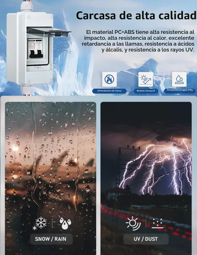 Vista 3 de DIHOOL Disyuntor miniatura de CA CC con caja DIN IP65, 15 amperios de doble polo 12V-400V, no polarizado, interruptor de desconexión del panel
