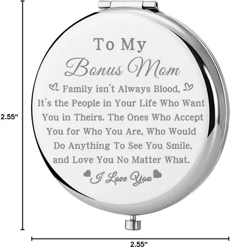 Vista 8 de bobauna Espejo de bolsillo para mamá, regalo para madre madrastra, regalo para la familia Isn't Always Blood Bonus Mom Espejo de maquillaje