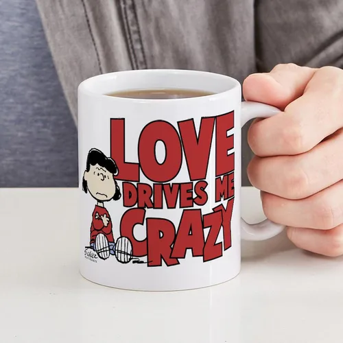 Vista 4 de CafePress Peanuts Lucy Love Drives Me Craz - Taza de café de cerámica de 11 oz (11.0 fl oz)