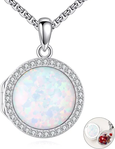 Vista 16 de ONEFINITY Collar con medallón de árbol de la vida, collar de plata de ley que sostiene fotos, colgante de medallón del árbol de la vida