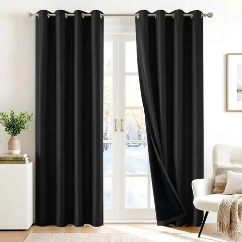 Vista 40 de Deconovo cortinas blackout 100 % con forro totalmente negro con aislamiento térmico de doble capa, oscurecimiento de la habitación, ahorro
