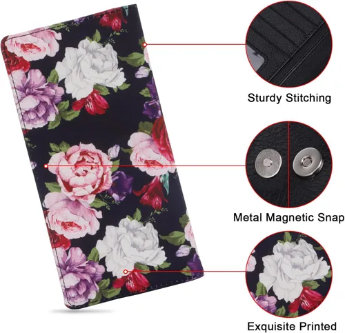 Vista 72 de HUA ANGEL Billetera ultra delgada para mujer, con bloqueo RFID, tarjetero de crédito, plegable, largo, hebilla magnética, billete para mujer, Owl