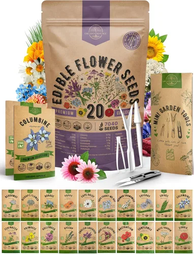 Vista 6 de Organo Republic - Paquete surtido de semillas de 15 flores comestibles para interior y exterior, más de 4800 flores de variedades autóctonas sin