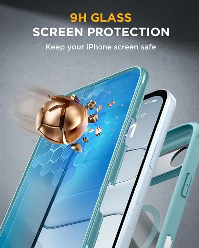 Vista 51 de Miracase Serie de vidrio para iPhone 11 de 6.1 pulgadas, funda protectora de cuerpo completo resistente mejorada con protector de pantalla de vidrio