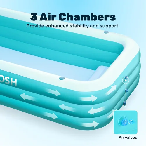 Vista 7 de SLOOSH Alberca inflable para adultos con asientos, de 120 pulgadas x 72 pulgadas x 22 pulgadas, piscina familiar resistente y gruesa por encima