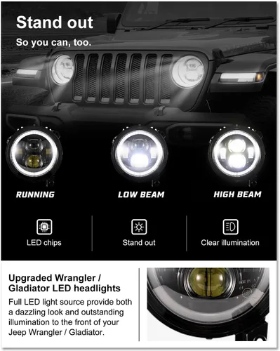 Vista 3 de KIWI MASTER - Faros delanteros LED redondos de 9.0 pulgadas para Jeep Wrangler JL 2018 2019, Modelo2