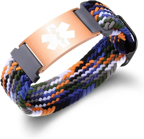Vista 44 de Pulseras deportivas personalizadas de alerta médica para mujeres y hombres – Pulseras de identificación médica personalizadas con grabado gratuito