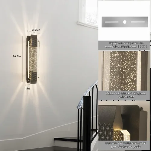 Vista 3 de camuucci Aplique de pared a pilas recargable de 12000 mAh, lámpara de pared para interiores, no cableada, para dormitorio, sala de estar, 1 paquete