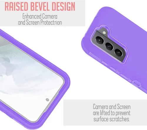 Vista 6 de Funda diseñada para Samsung Galaxy S21 FE, protección de cuerpo completo, resistente clip para cinturón, funda resistente con protector de pantalla