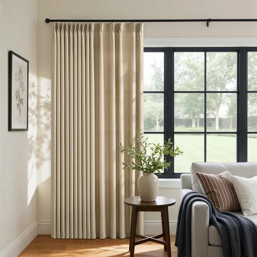 Vista 12 de Cortinas de lino extra anchas de 70 pulgadas de largo y 96 pulgadas Abedul Burlywood