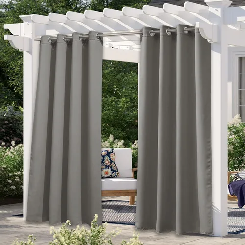 Vista 116 de NICETOWN Cortina para Exteriores para Patio Impermeable de 84 Pulgadas de Ancho, Aislamiento Térmico con Ojales Antioxidantes Bloqueo UV Cortina