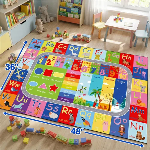 Vista 2 de ABC - Alfombra antideslizante para niños, 36 x 48 pulgadas Abc Play Alfombra - 3'0" X 4'0"(rectangular)