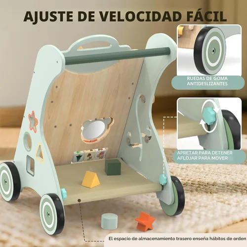 Vista 10 de WOODMAM Andador de madera para bebé, Andador de bebé ajustable para empujar para niños de 1 año, Andador Montessori 10 en 1 para niños y niñas