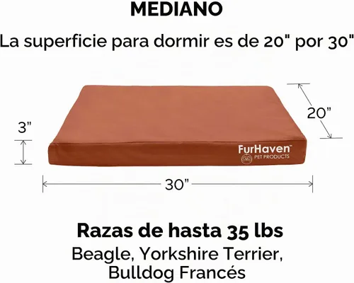 Vista 3 de Furhaven - Funda de repuesto para cama de perro, resistente al agua, con logo estampado, Oxford Polycanvas, lavable - Castaño, M