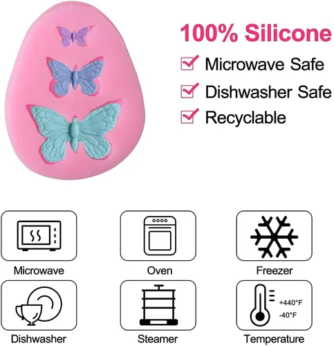 Vista 3 de Molde de mariposa de silicona para Chololate Mariposa Fondant Candy Molds Molde para hornear pasteles caseros DIY