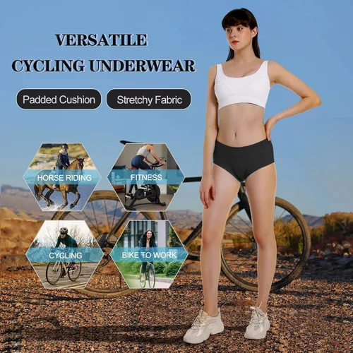 Vista 6 de Ropa interior de ciclismo para mujer, acolchado 4D, pantalones cortos de gel ligeros, transpirables, calzoncillos de equitación