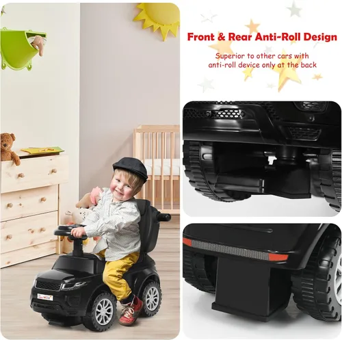 Vista 5 de HONEY JOY Cochecito Empujador con Pedal, Coche Deslizante con Manija de Empuje y Barrera Desmontable, Sonido y Luces, Almacenamiento Bajo