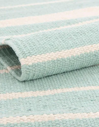 Vista 6 de Unique Loom Chindi Cotton Collection - Alfombra de área - Sophie (2 pies 2 pulgadas x 6 pies 1 pulgada, color aguamarina y blanco)