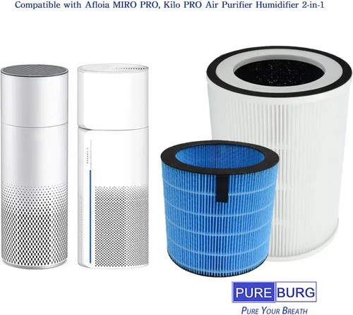 Vista 2 de PUREBURG Juego de filtros de repuesto compatible con Afloia MIRO PRO, purificador de aire humidificador 2 en 1 de KILO PRO, H13 HEPA con filtro