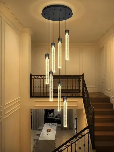 Vista 18 de ykolupty Luces colgantes modernas para isla de cocina, mini lámpara colgante de cristal negro con LED regulable de 2700 K-6000 K, lámpara de araña