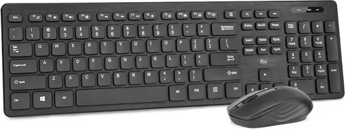 Vista 10 de Combo de teclado y mouse inalámbricos: teclado estándar Rii para PC de oficina y ratones inalámbricos ópticos (negro)