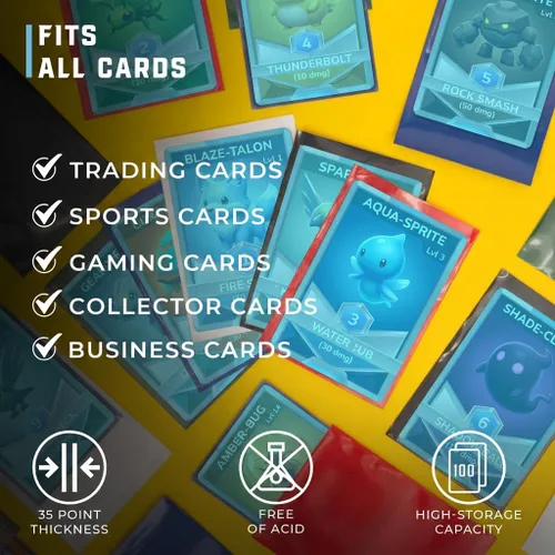 Vista 2 de CardGuard Fundas transparentes de alta calidad, 100 unidades, tamaño estándar para Pokémon, tarjetas deportivas, béisbol, fútbol y tarjetas Rojo