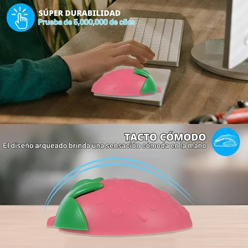 Vista 4 de Ratón inalámbrico Bluetooth con forma de fresa de fruta linda 2.4 GHz y Bluetooth 1000 DPI Ratones ópticos para computadora con receptor USB, mouse