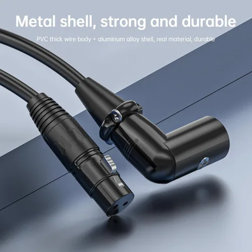 Vista 5 de XLR - Cable de extensión de micrófono macho a hembra recto, cable equilibrado macho a hembra recto de 90 grados, cable equilibrado de 3 pines a 3