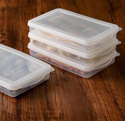 Vista 6 de Paquete de 2 recipientes herméticos de plástico para almacenamiento de alimentos para carne de delicatessen y queso en rodajas con tapas