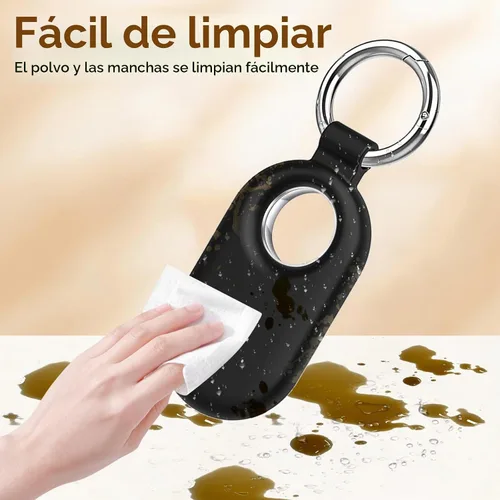 Vista 4 de Funda protectora de silicona para Samsung Galaxy SmartTag2, paquete de 4 fundas protectoras de silicona para Galaxy Smart Tag 2 con llavero