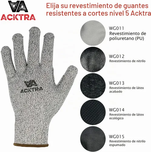 Vista 3 de Guantes de trabajo de seguridad resistentes a cortes de nivel 5 ACKTRA, 12 pares