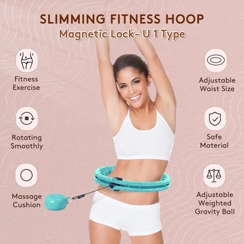 Vista 9 de Leann L!fe U1-30 Knots Waist 61”, Magnetic Lock Smart Weighted Hula Hoop for Adults Weight Loss, Infinity Hoop Plus Size, Children Adult Home