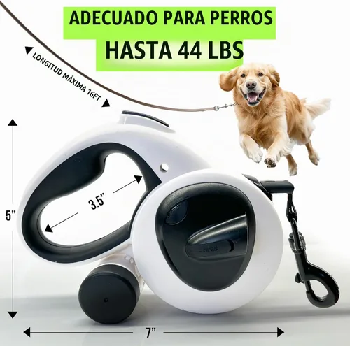 Vista 3 de AVANTO - Correa retráctil para perro con linterna, correa de seguridad nocturna LED resistente de 16 pies para perros de hasta 110 libras - 360° sin